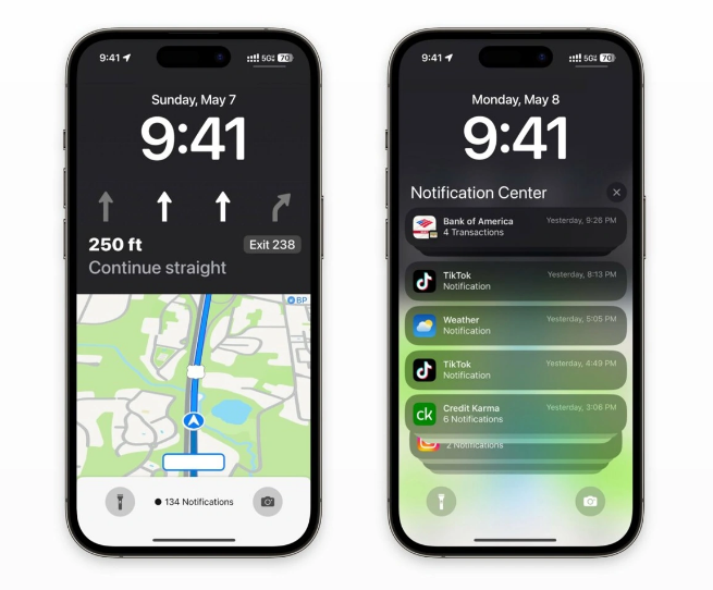 阳明苹果维修服务分享iOS17锁屏地图导航半屏显示长什么样 